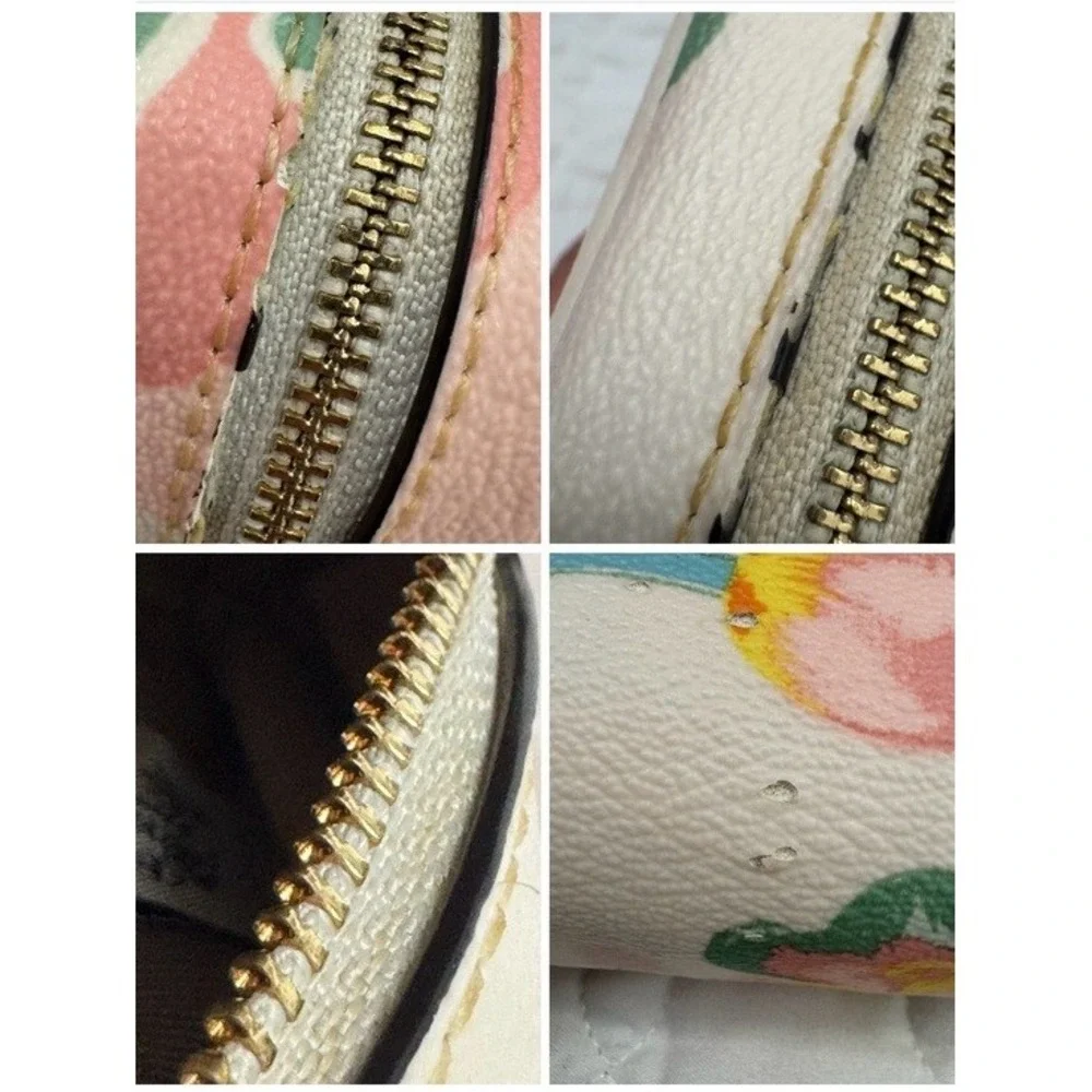 Coach Dreamy Land Floral Mini Boxy Cosmetic Case Makeup Bag Cream